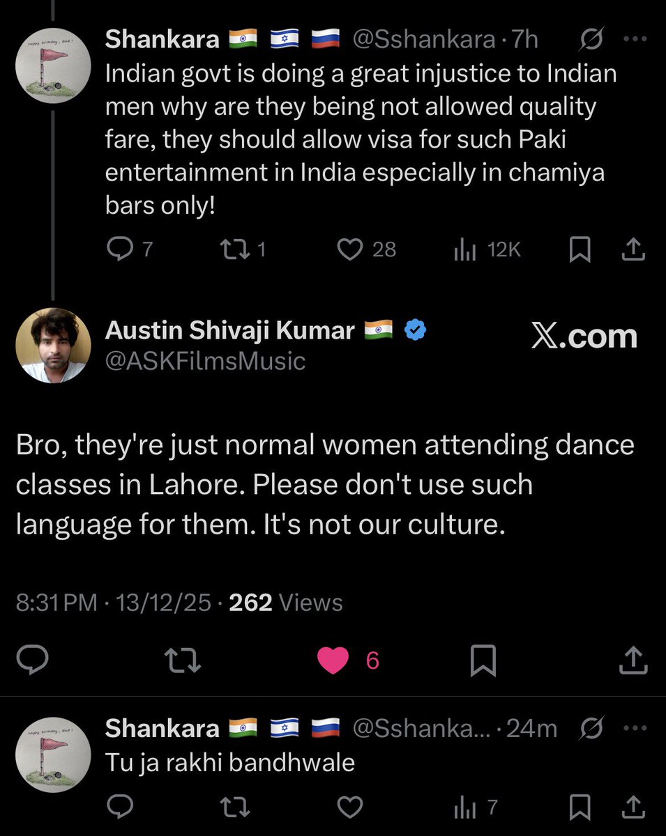 ASKFilmsMusic's tweet image. No matter how much they follow Hinduism, I will never support people who disrespect women, even Pakistani women. These people are hidden abusers, tomorrow they’ll abuse Indian women. Mark my words. I won’t let this.