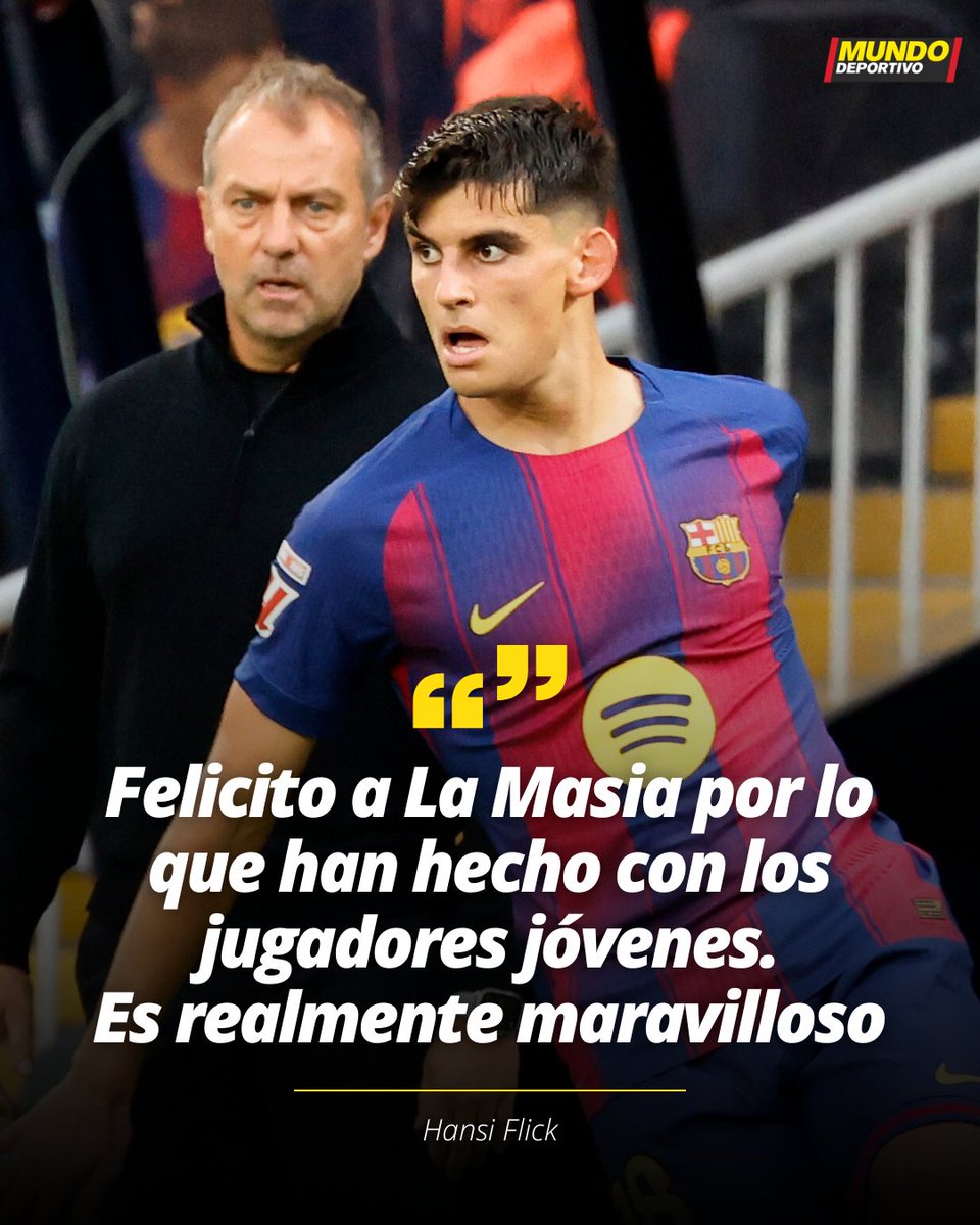 💙❤️ Flick: "Eric nos da estabilidad, ha hecho un partido fantástico. Gerard ha mejorado un montón. Y de 'Cuba' ya hablé en el pasado. Jugar a este nivel con 18 años es brutal. Felicito a La Masia por lo que han hecho con los jugadores jóvenes. Es realmente maravilloso"