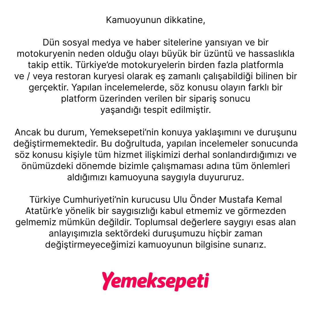 Benim için bu saatten sonra #yemeksepeti bitmiştir daha burdan sipariş vermem