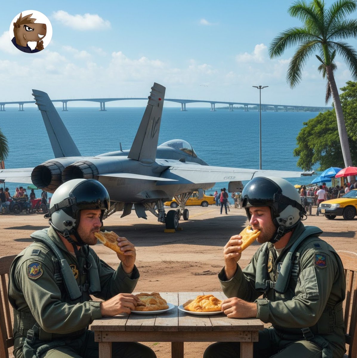-El Régimen: “Los aviones no han violado el espacio aéreo Venezolano”
-Los pilotos estadounidenses comiendo pastelitos en Maracaibo: