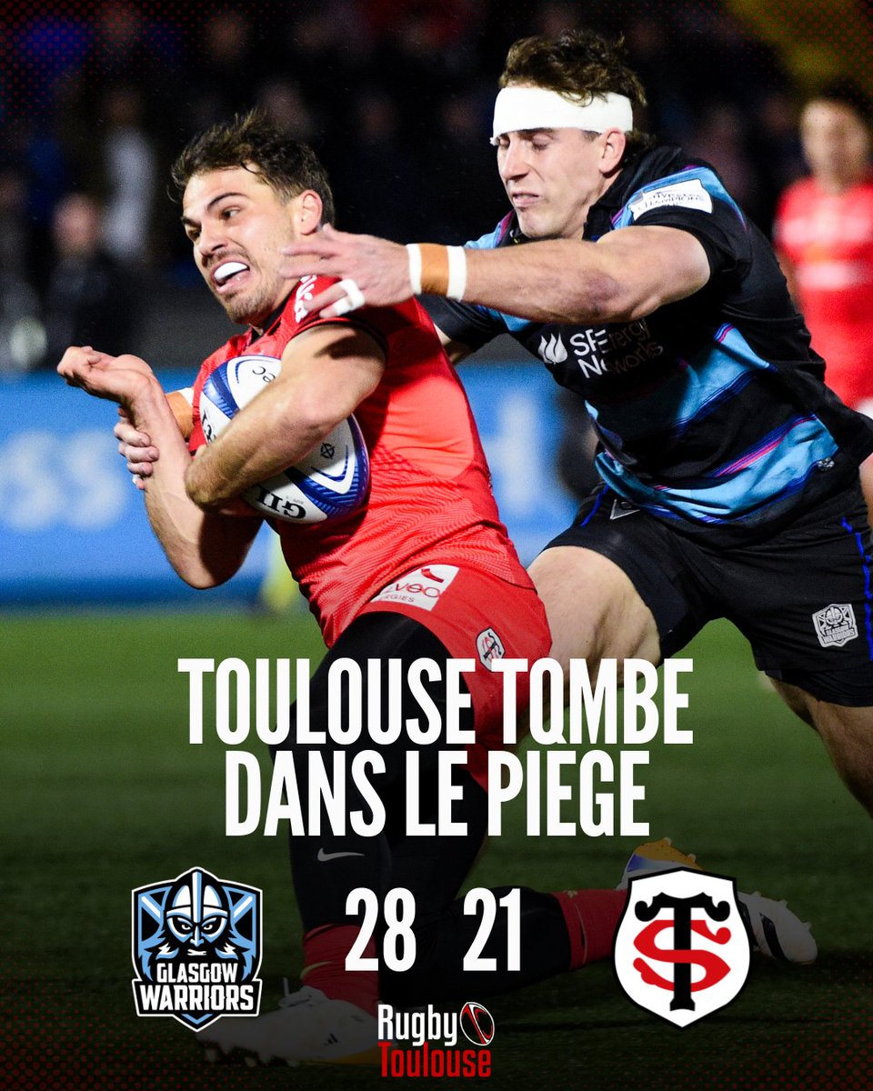RugbyToulouse__'s tweet photo. Défaite du @StadeToulousain à Glasgow...
👤 Votre debrief du match ?
#GLAvTOU #GLAvST #GLAST https://t.co/jX2ayT6IjV