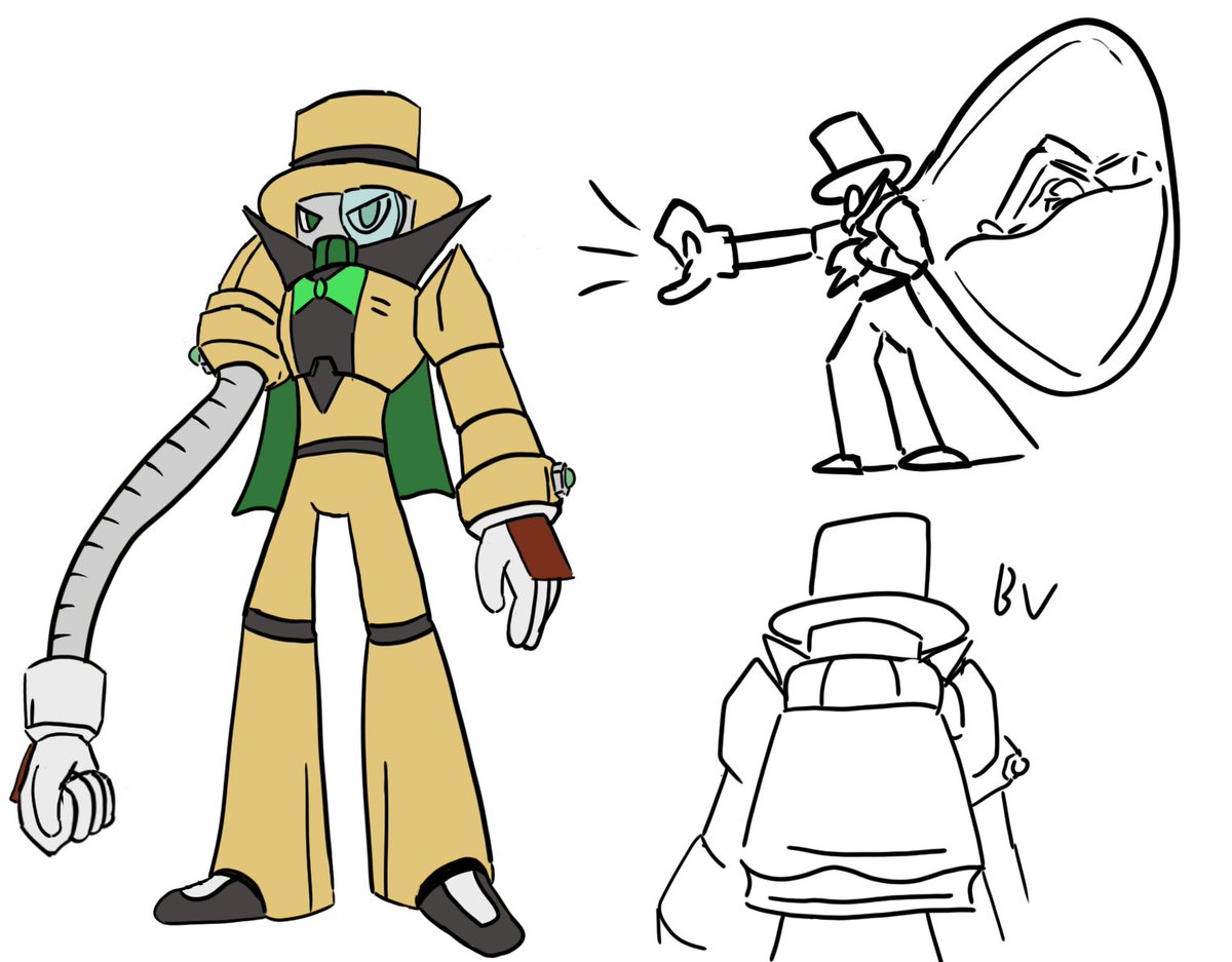 Cwolfcommander's tweet photo. Robot Master Design Contest Entry
[[HEIST MAN]]
[Cwolfcommander]
Heist Man was built with a “Phantom Thief” concept. His “Sticky Fingers” Arm is a powered vacuum specifically stash riches in the cape-like bag on his back. Warning, Photosensitive.
#MegamanDO, #DesignARobotMaster https://t.co/9yLnjm3MXr