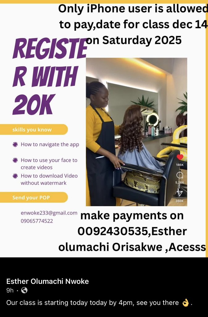 どうやら、Sora Android アプリがナイジェリアで正式にサポートされていないという奇妙なことが起こっているようです。
彼女は Facebook のフォロワーに、自分のクラスに参加できるように iPhone を買ってあげるように呼び