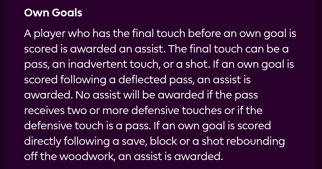 connect_simon's tweet photo. Serious note, why was the first Saka assist not an assist? 

He crossed it, it hit the post, hit Johnstone and went in...

So according to the below, it's an assist 🧐 https://t.co/Xex2jRyw1s