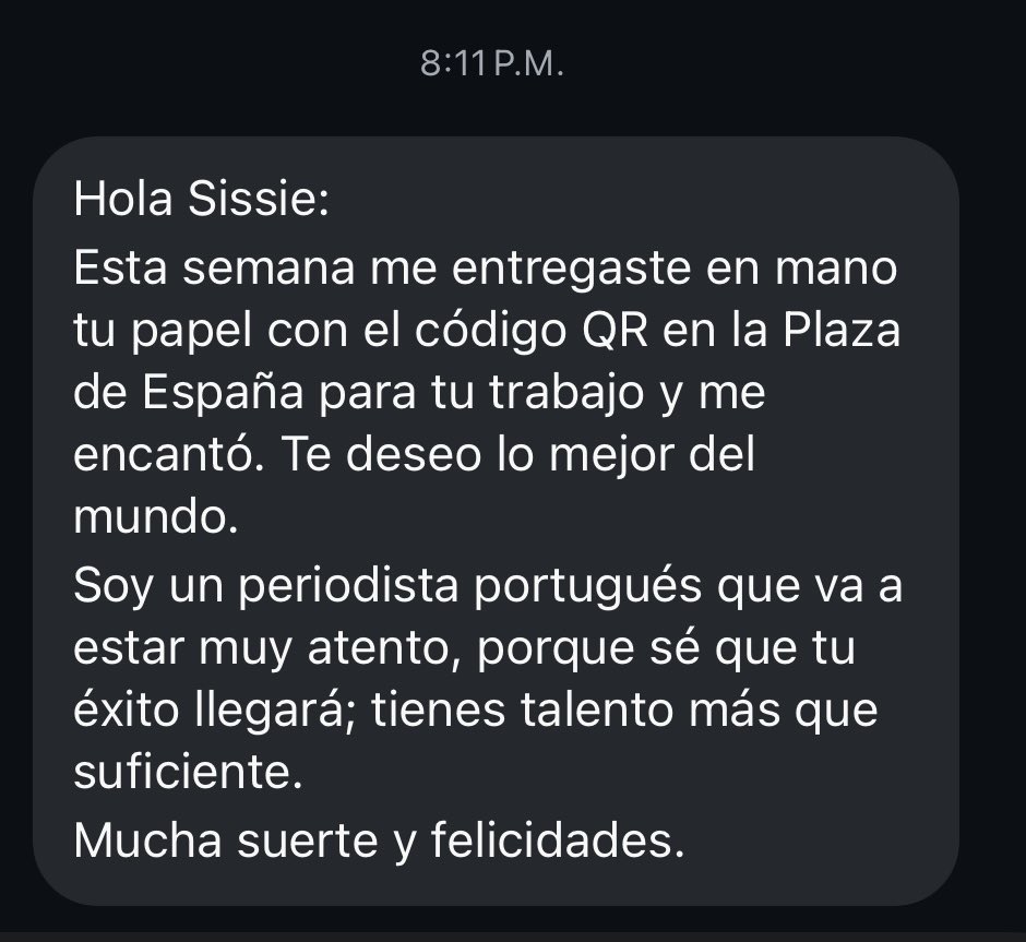 lasissie's tweet photo. este mensaje me ha alegrado la noche🥹🖤🖤 https://t.co/E9OKedYugb