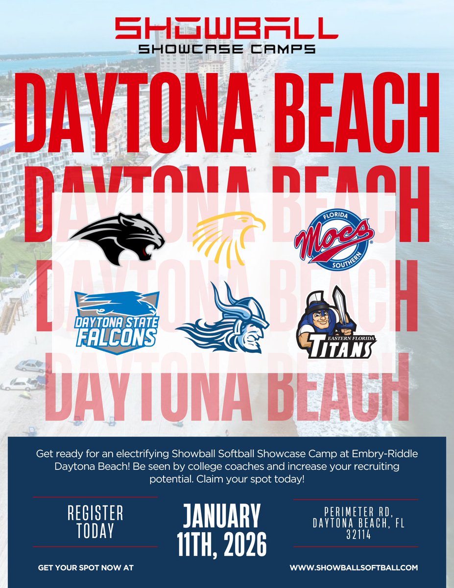 showballsb's tweet photo. Ready to be seen? 👀🥎
We’re bringing the SHOWBALL Softball Showcase to Daytona Beach on January 11th! Perform in front of college coaches, gain recruiting exposure. Registration is live—don’t wait!
•
#ShowballSoftball #SoftballShowcase #CollegeSoftballProspects https://t.co/0LrZVSNX3a