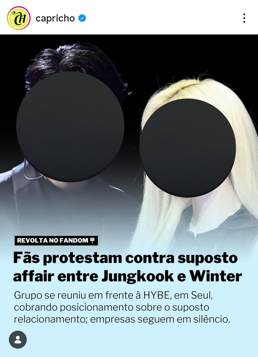 ywhh07's tweet image. ARMY ATENÇÃO 🚨

a @CAPRICHO fez uma postagem sensacionalista afirmando que o fandom se reuniu em frente a hybe e enviou caminhões para protestar contra 🐰 por causa do rumor de namoro, o que é MENTIRA! 

🎯 informação falsa (conta + post)
↪️ instagram.com/p/DSNTeJKkWL0/…