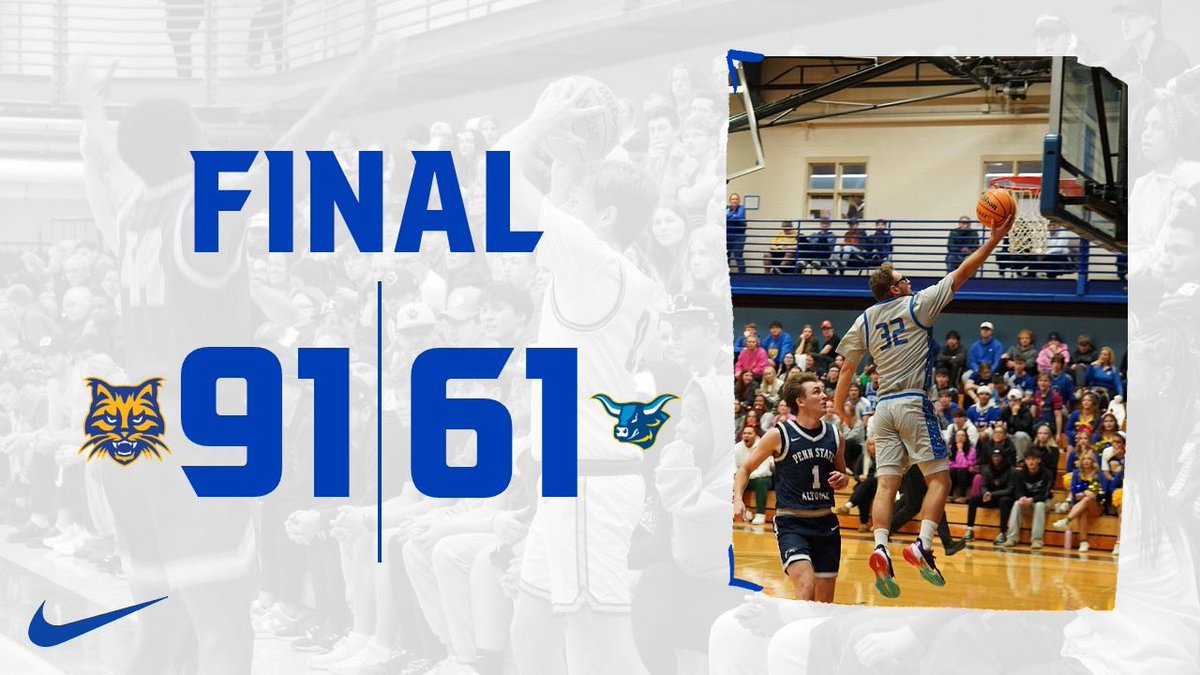 UPGbasketball's tweet photo. FINAL: UPG 91, Alfred State 61.

Your Bobcats move to 9-0 on the season and 3-0 in the AMCC!

• Matthew Marinchak had 28 points including 6 three’s
• Trent Rozich finished with 15 pts, 10 rebs and 7 assists 
• Michael Bigley scored 12 points and added 4 assists.

#BobcatPride https://t.co/9DP6n3NC0O
