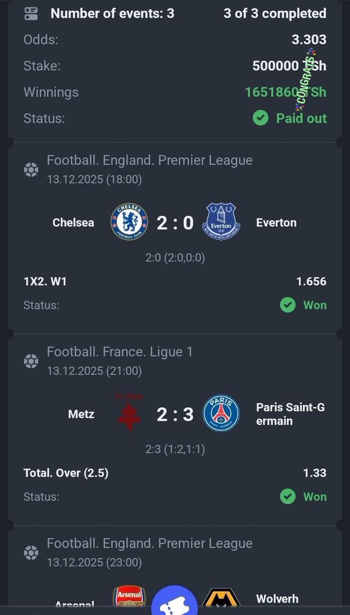 Palmer_Bets's tweet photo. Banker 💥💥✅✅✅💯  won  🏆 congratulations to all who played https://t.co/nPOVbg56IW