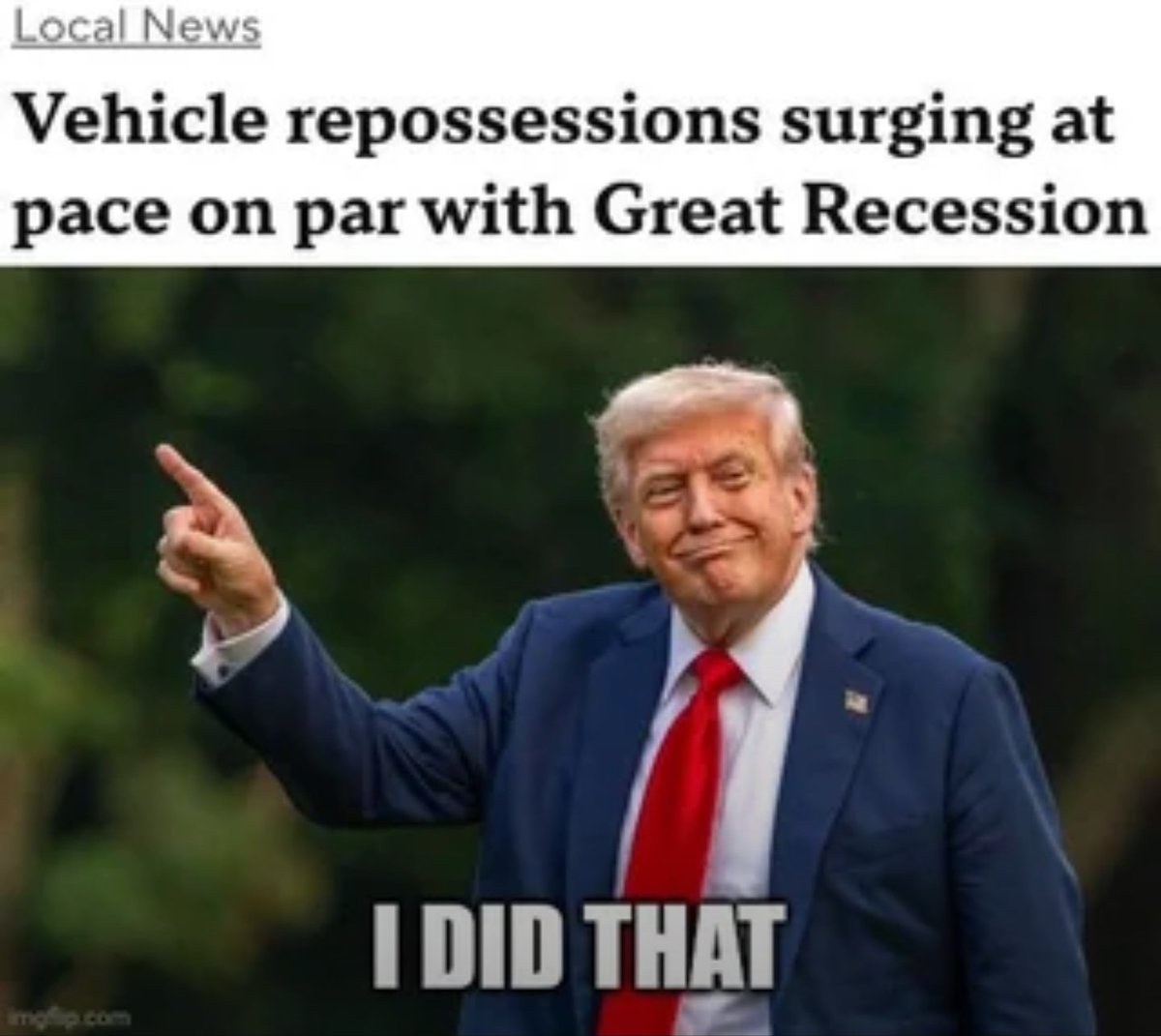 mmpadellan's tweet image. Car repossessions
Measles outbreaks
Utility bills spiking
Grocery prices up
Record layoffs 
Food lines

trump really turned America into a shithole country in record time.