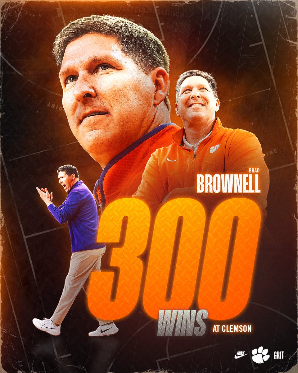 ClemsonMBB's tweet photo. Our guy. 

Congrats on 300 wins at Clemson, Coach! https://t.co/RrQI3tuK1N