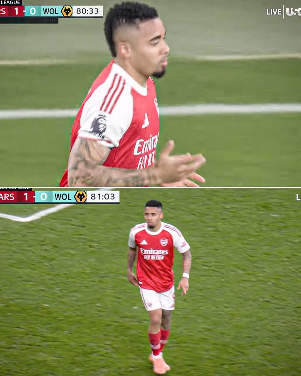 e_franzkid's tweet photo. Gabriel Jesus returned to the pitch for Arsenal after 12 months out with an ACL injury.
The Brazilian is back ๐ ๐ง๐ท
#Arsenal #wolve https://t.co/ziMt8qnh8y
