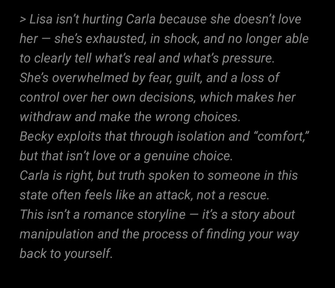 Cona1714's tweet photo. Something about Coronation street - Lisa and Carla - story about manipulation for you to know.
#swarla https://t.co/vxfY0KMzCP