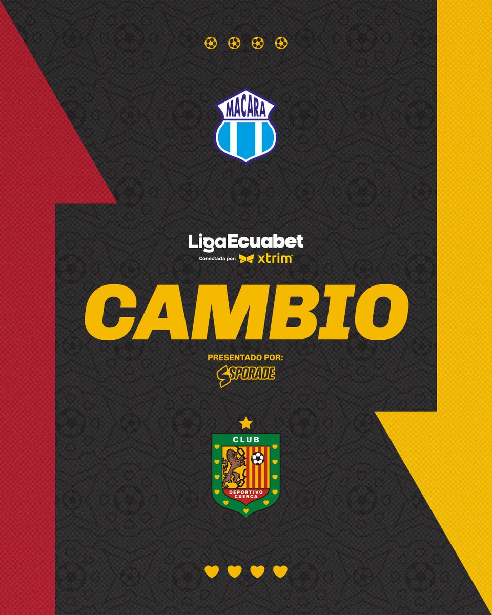 DCuencaOficial's tweet photo. Cambio #Sporade 

🔺Andrés López  
🔻Nicolás Leguizamón

 #LigaEcuabetconectadaporXtrim

#VamosCUENCA 🔴⚫️ https://t.co/3dVxqo4L63