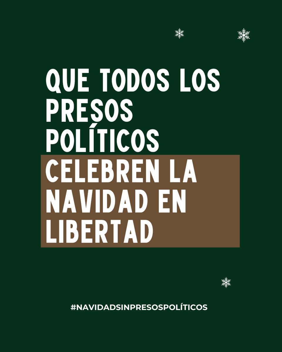 Muchas de las personas hoy presas en #Venezuela fueron detenidas por defender sus derechos, protestar pacíficamente o expresar su opinión. Eso no es un delito. #NavidadSinPresosPolíticos