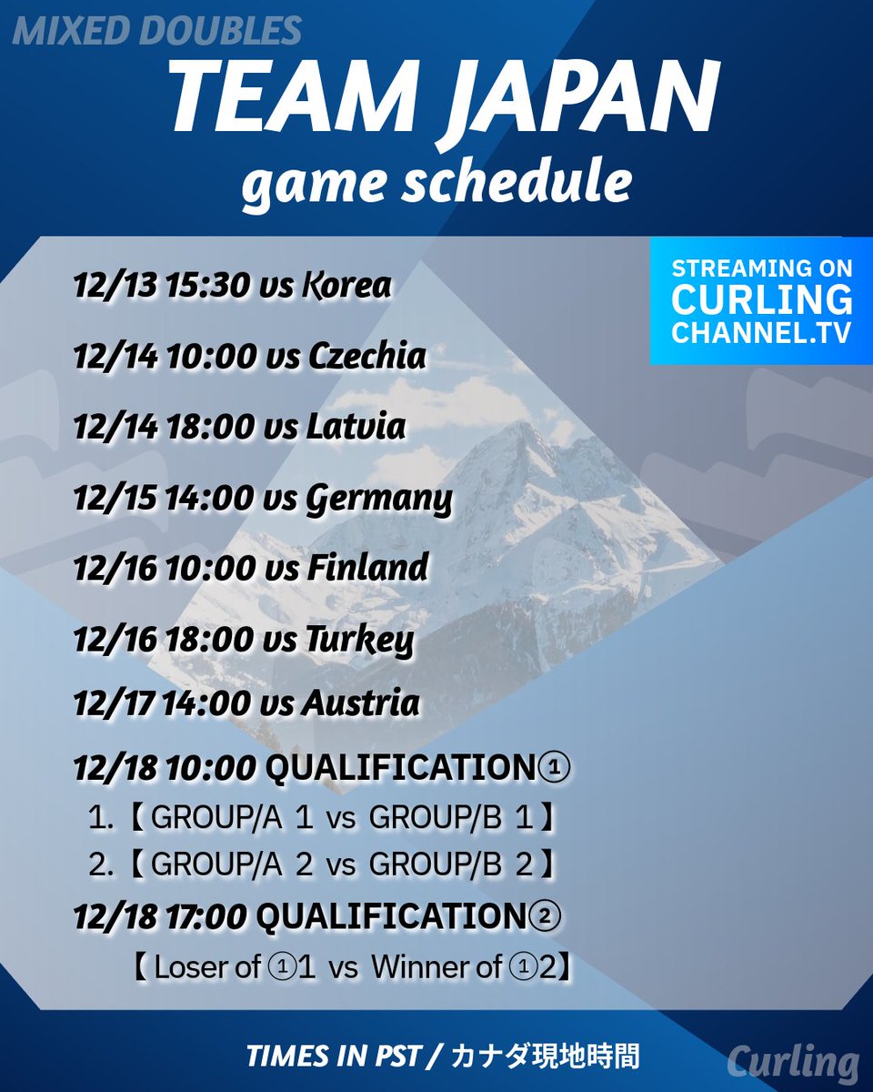 japan_curling's tweet image. 【2025オリンピック世界最終予選】
ミックスダブルス日本代表の競技スケジュール・放送スケジュールです🥌

競技の一部は、NHK総合・NHKBSにて放送されます。
応援よろしくお願いします✨

#curling #カーリング #OQE2025