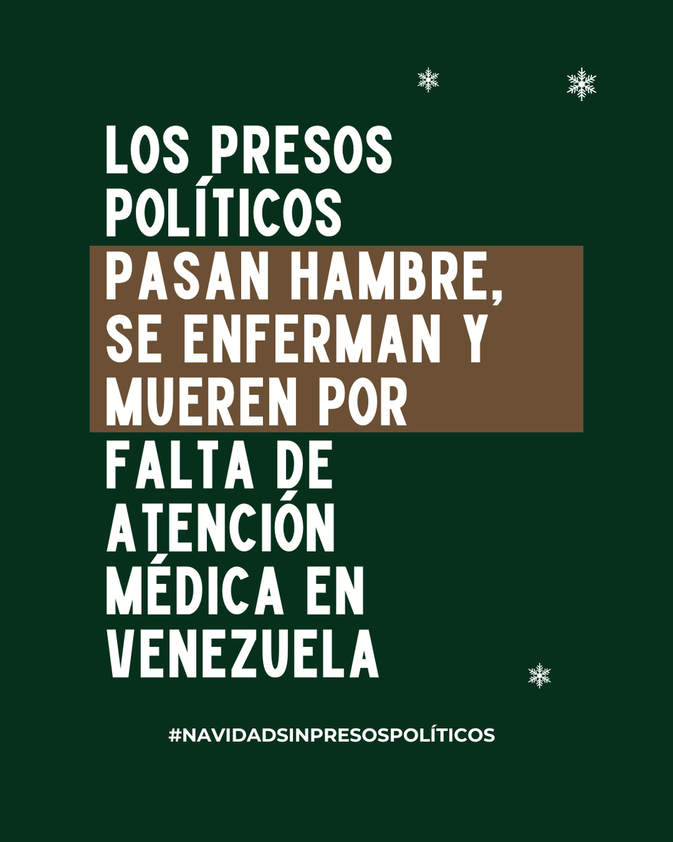 clippve's tweet photo. En las cárceles venezolanas, los presos políticos no reciben una alimentación adecuada ni condiciones dignas de reclusión. Hambre y abandono también son castigos. #NavidadSinPresosPolíticos