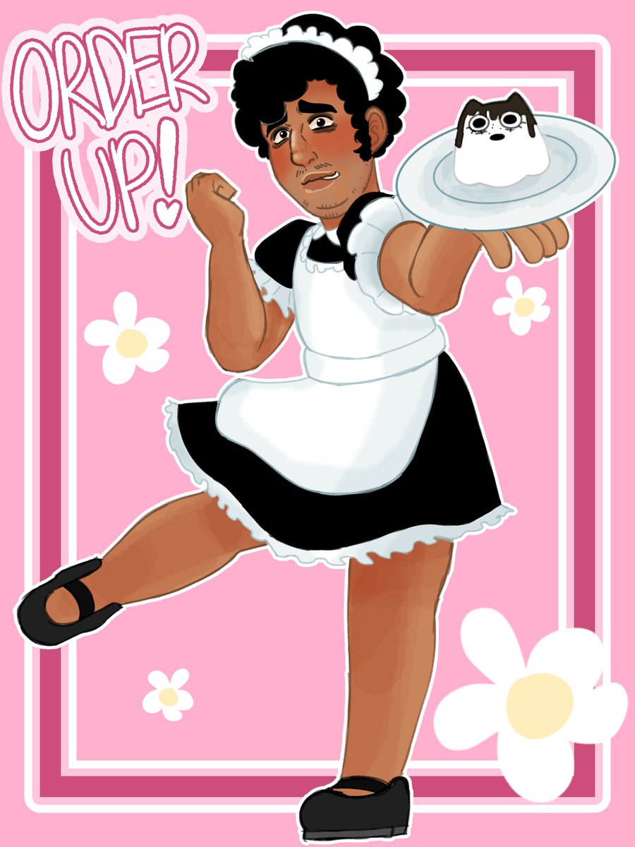 Oops this was from yesterday: Hector Day 6 - Order Up! (I forgot his body hair, been watching GoBB) Also I'm going to HobbyCon today hmu lowk #dateeverythinggame #dateeverythinghector #hector #artwork