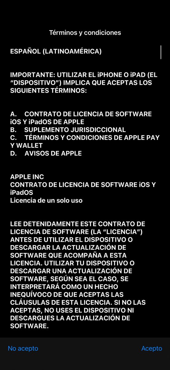 AlbertoFnix3's tweet photo. @AtencionProfeco @Profeco @Apple es legal que Apple me obligue actualizar mi teléfono haciendo me firmar un contrato y bajo la advertencia de que si no lo actualizaba mejor no ocupara mi dispositivo o lo vendiera o que si recién lo había comprado lo tenía que regresar a la tienda https://t.co/rSZTZAU1kx