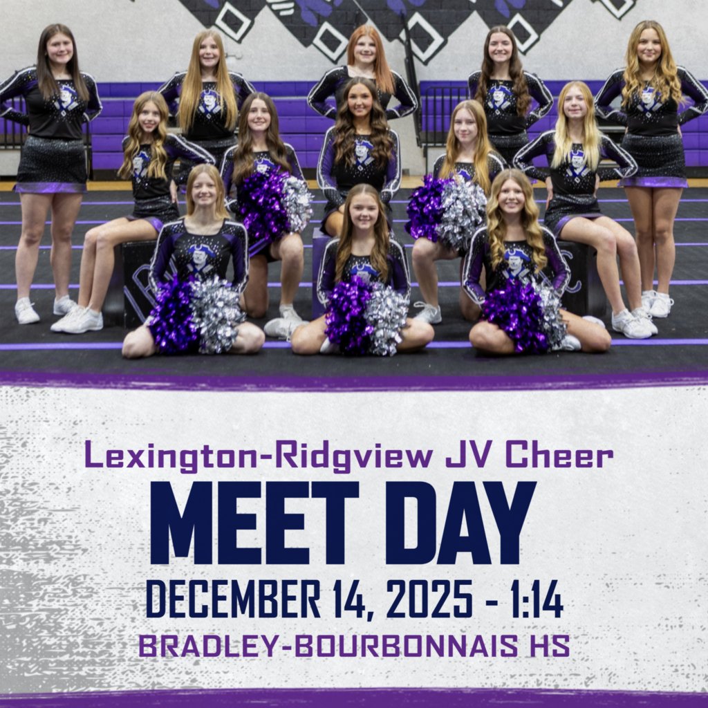 Lexington7AD's tweet photo. JV and Varsity Comp Cheer teams compete tomorrow at Bradley-Bourbonnais High School! Make the drive to come watch. #LEXGO https://t.co/5RyMznB0By