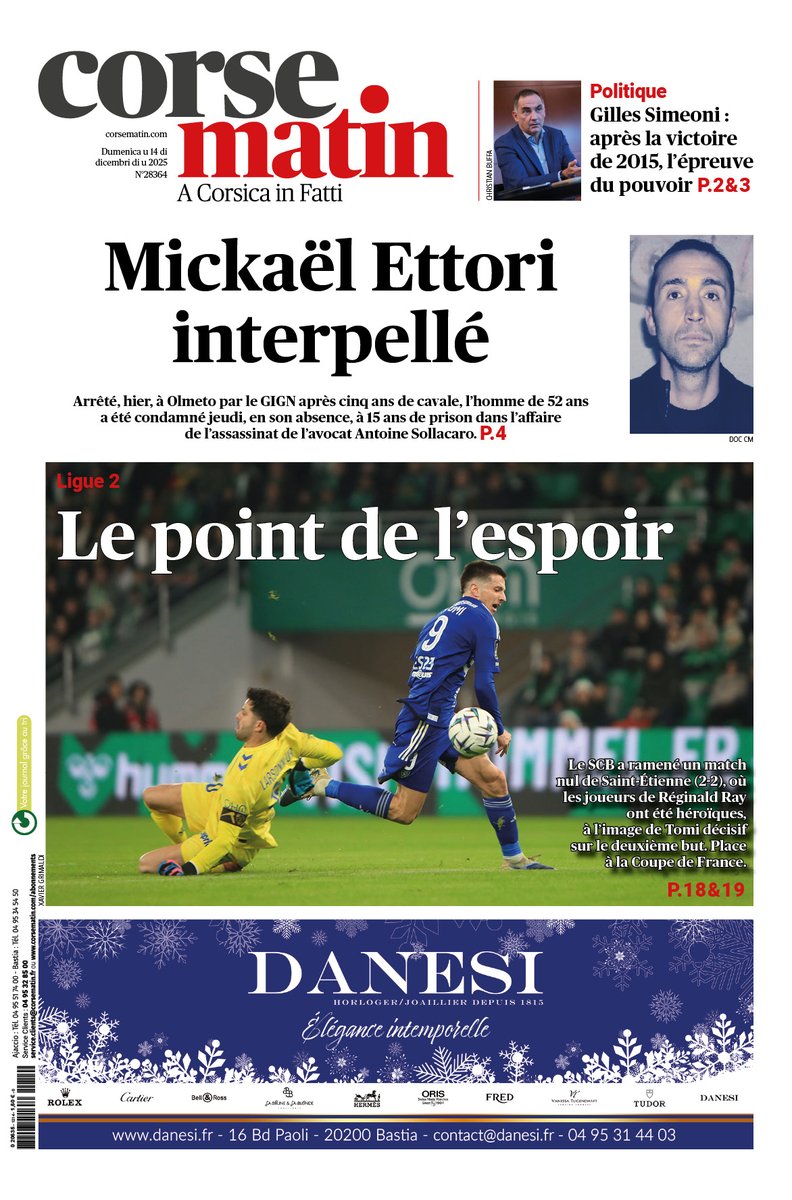 Corse_Matin's tweet photo. A la Une, ce dimanche https://t.co/ezyHajSbC3