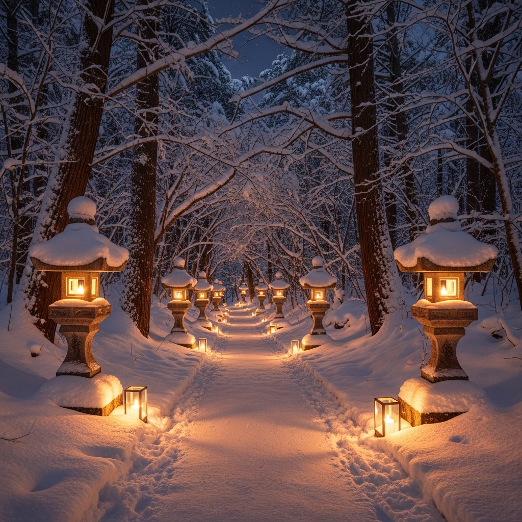 dfl_inc_jp's tweet image. AI image generation

#ImageFX #masterpiece #realistic photo #landscape #stone lantern path through forest #deep snow accumulation #tunnel perspective #candlelight flickering #nighttime magic