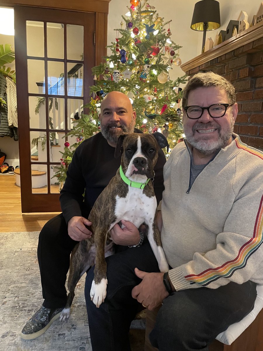 adopt_boxer's tweet photo. Happy adoption day Brooks! You are a lucky girl! Your #BoxerDad (on the right) is a longtime #volunteer . You are a #luckydog #boxerdogs #adopted #rescuedogs #brindleboxers https://t.co/HgdyW2Smd7