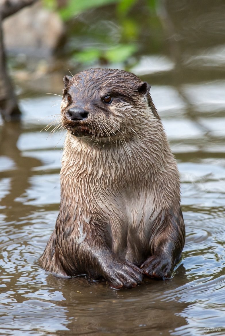 Edsdoing's tweet image. I was looking at this picture thinking wouldn't it be cool to see an otter in the creek behind our house. Suddenly I saw a small wake on the other side of the creek and a small head popped up and looks back at me!