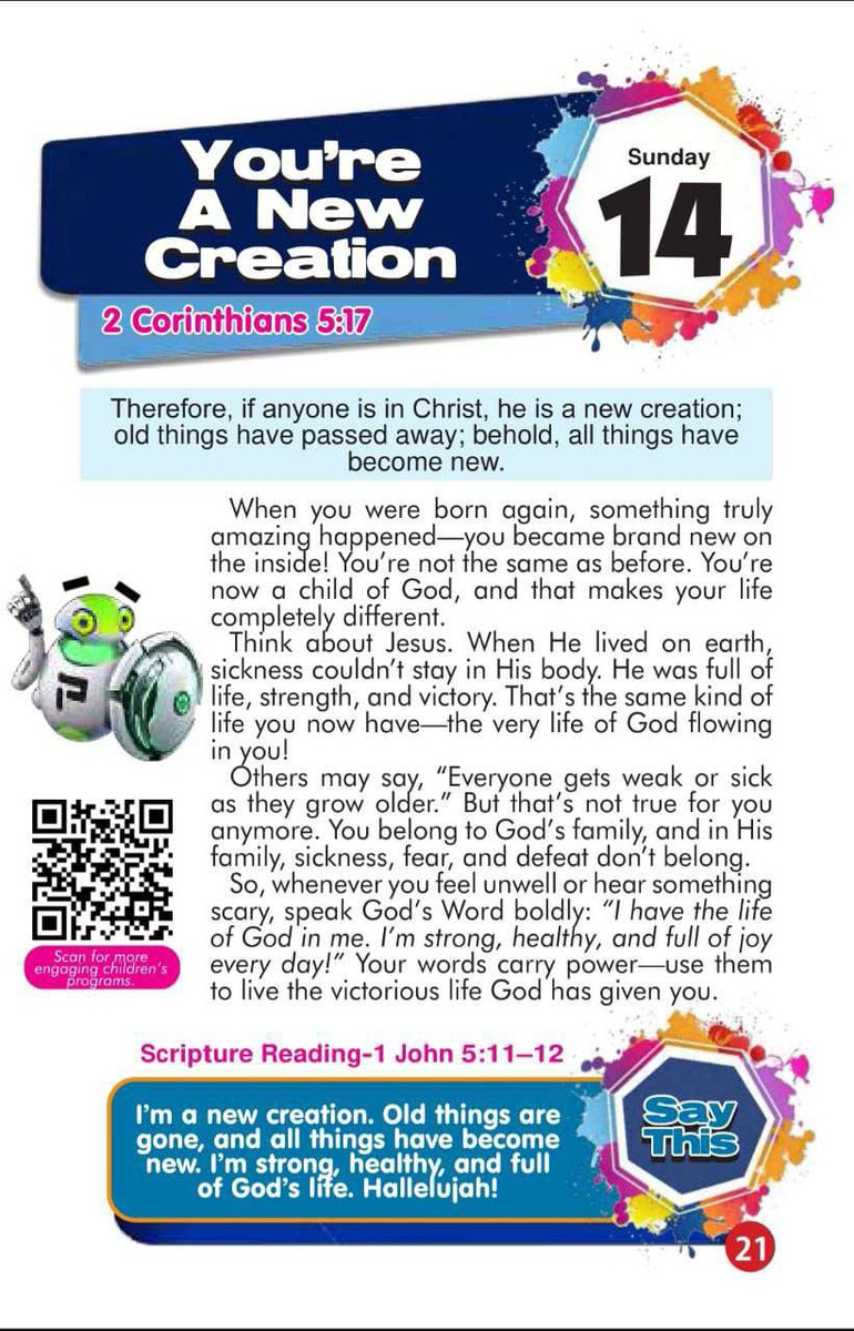 RhapsodyDaily's tweet photo. Rhapsody Of Realities 
for EARLY READERS with Mark
━━━━━━━━━━━━━━━━
Sunday 14th December 2025 

You’re A New Creation

#AnswerTheCall https://t.co/vjyJ0HTXtQ