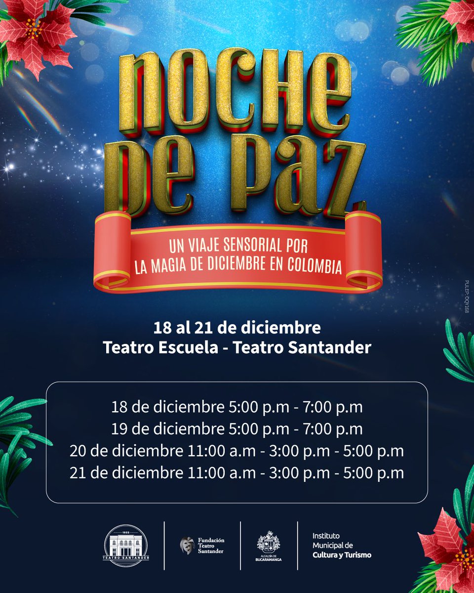 TSantanderBGA's tweet photo. Conoce los horarios de 𝗡𝗼𝗰𝗵𝗲 𝗱𝗲 𝗣𝗮𝘇 🎄🎅🏻 para que te programes desde ya y vengas a conocer este 𝘃𝗶𝗮𝗷𝗲 𝘀𝗲𝗻𝘀𝗼𝗿𝗶𝗮𝗹 𝗽𝗼𝗿 𝗹𝗮 𝗺𝗮𝗴𝗶𝗮 𝗱𝗲 𝗱𝗶𝗰𝗶𝗲𝗺𝗯𝗿𝗲 𝗲𝗻 𝗖𝗼𝗹𝗼𝗺𝗯𝗶𝗮 🇨🇴junto a tu familia ❤️

Entradas disponibles en  ➡️https://t.co/UoS9ISovVC https://t.co/U1LdyaZBCj