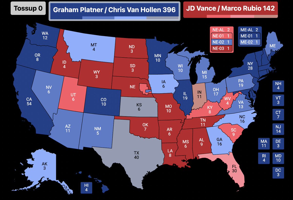 Unironically this would be the map if Graham Platner was the Democrat's candidate for president