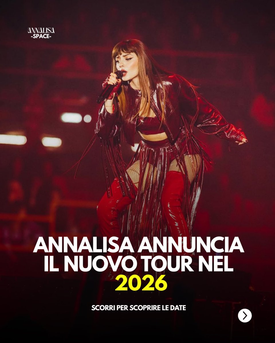 Annalisa_space's tweet photo. ECCO LE DATE DEL NUOVO TOUR DI #Annalisa NEL 2026 
Biglietti in vendita da domani alle 11:00 https://t.co/5dd8BjXABG