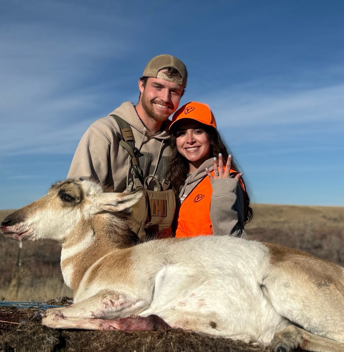 So happy for Seth and fiancé Adrianna and the antelope they took together with the mossy in 6.5 and two gold bands. The Leupold and the ring. 

<a href="/LeupoldOptics/">Leupold Optics</a> 
<a href="/TeamHornady/">Hornady</a> 
<a href="/bog_pod/">Boghunt</a> 
<a href="/ScentBlocker/">ScentBlocker</a>