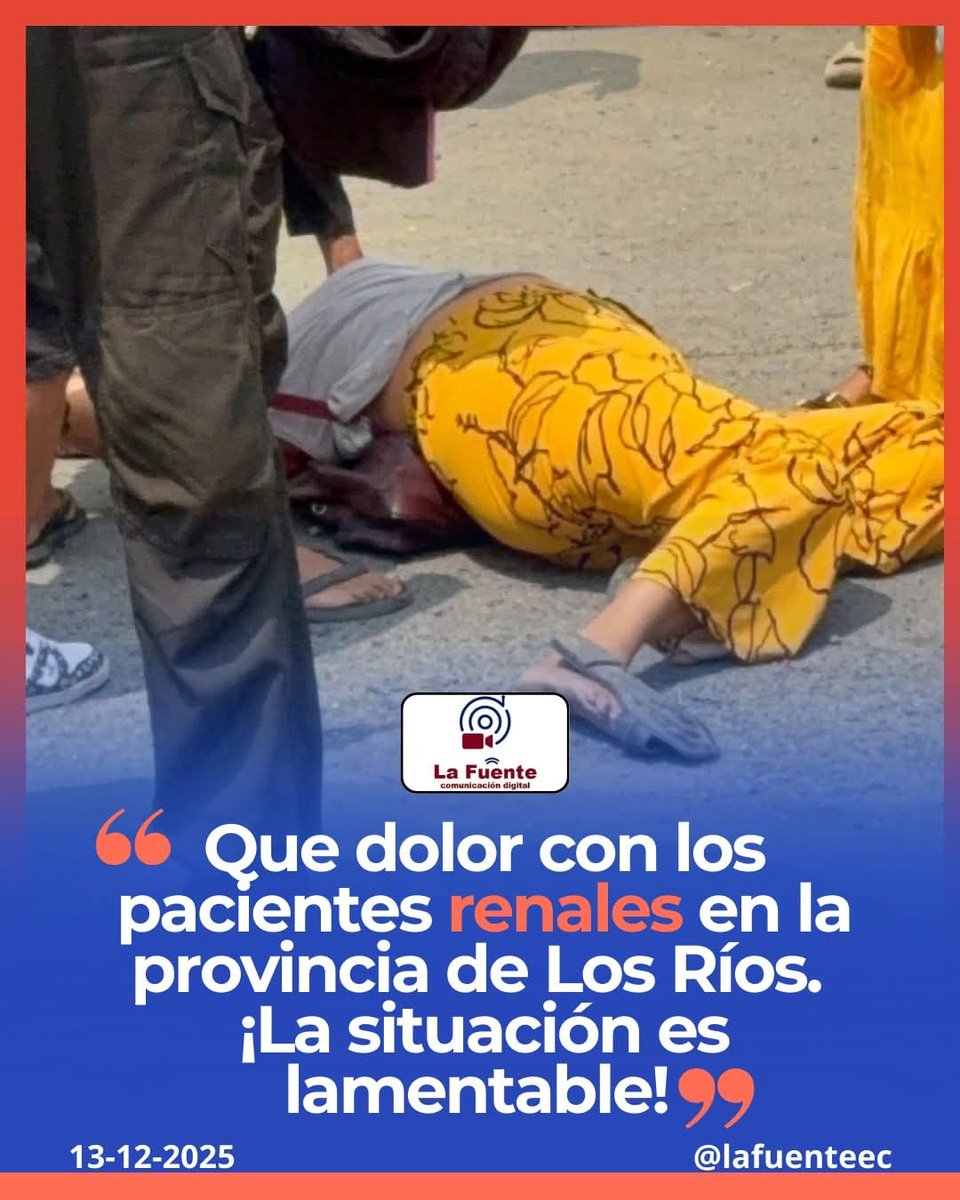willanRSC's tweet photo. 🔴 #URGENTE | #LaFuenteEc ||dolor con los pacientes renales en el Ecuador, el ciudadano tiene que mendigar por atención en salud y las autoridades haciendo su campaña, esta foto es de la protesta de este 13 de Diciembre en Ventanas provincia de Los Ríos, la crisis es tremenda.. https://t.co/1OmMK630LW