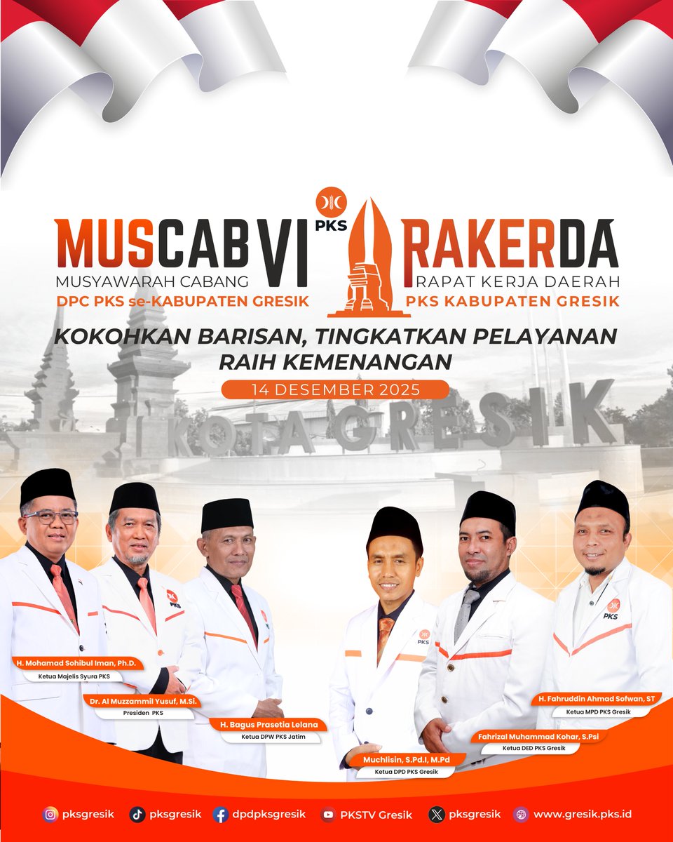 📌 Hari Ini!
PKS Gresik menggelar Rapat Kerja Daerah (RAKERDA) yang dirangkai dengan Musyawarah Cabang (MUSCAB) DPC PKS se-Kabupaten Gresik.
📍 Kantor DPD PKS Gresik
🗓️ Ahad, 14 Desember 2025
Mohon doa dan dukungannya agar seluruh proses berjalan lancar dan penuh keberkahan. 🤲