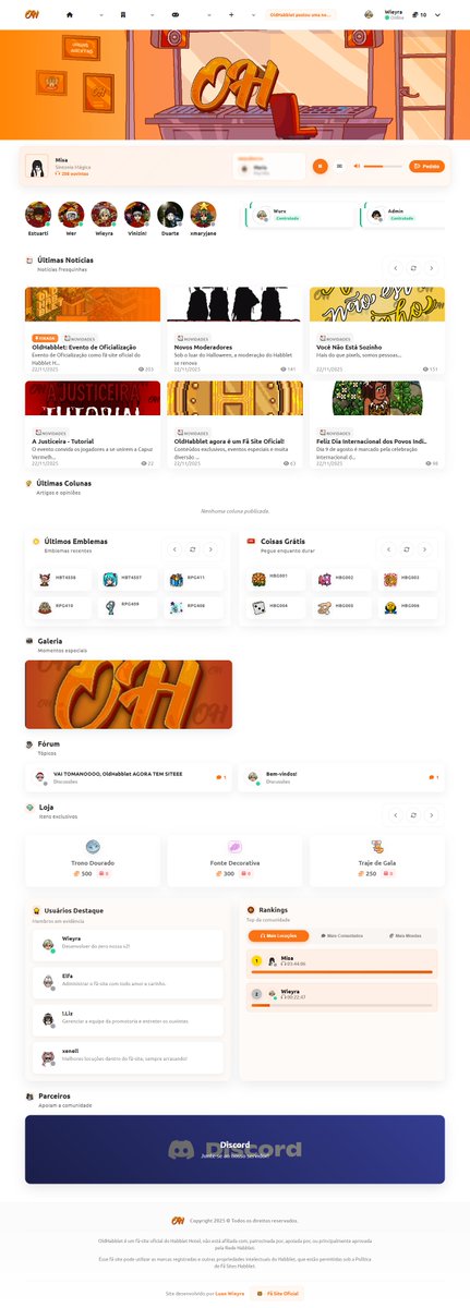 OldHabblet V2!
Que orgulho desse projeto, desenhado e programado 100% por mim, ainda estamos com alguns ajustes pendentes, mas o site é um presente pra esse FS tão especial, obrigado pessoal.
Acesse: oldhabblet.com.br

Portfolio: zyo.se/luanwieyra