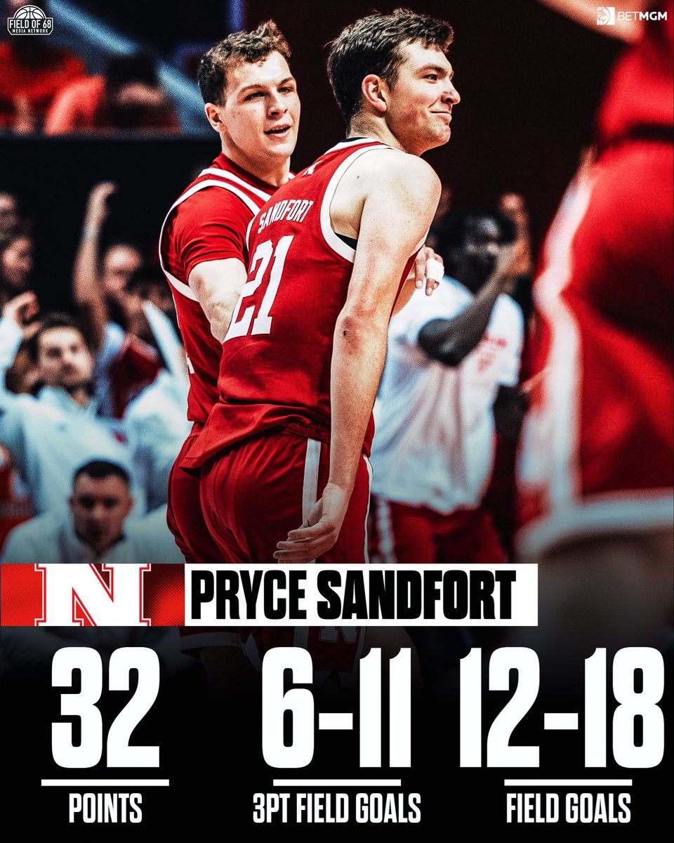 TheFieldOf68's tweet image. Pryce Sandfort went NUTS for @HuskerMBB 🤯

NEBRASKA IS 11-0 🔥