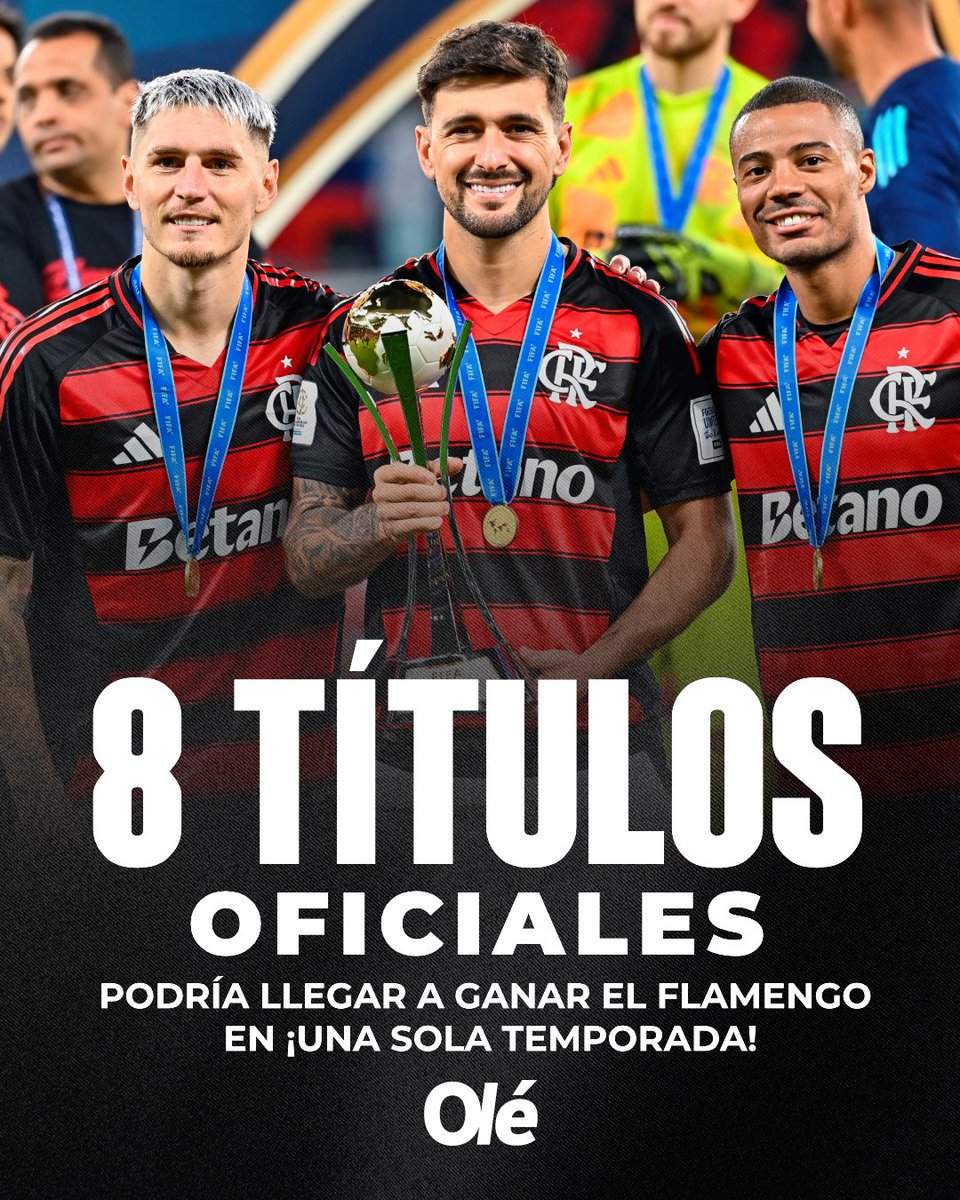 ⚫🔴💯 FLAMENGO PODRÍA CONVERTIRSE EN EL PRIMER EQUIPO EN LA HISTORIA EN GANAR ¡OCHO TROFEOS OFICIALES! EN UNA MISMA TEMPORADA

🏆 Campeonato Carioca
🏆 Taça Guanabara
🏆 Supercopa de Brasil
🏆 Copa Libertadores
🏆 Brasileirao
🏆*️⃣ Derbi de las Américas FIFA vs. Cruz Azul 
🏆*️⃣