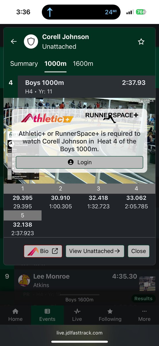 corell_johnson1's tweet photo. 1st indoor meet of the season. @JDLFastTrack . Clocked in
@ 4:34 in the 1600m (US #68)
@ 2.37 the 1000m (US#27)
.
@RVBlazersTFXC
.
#distancerunner #trackandfield #trackrecruit https://t.co/euHsNPfqEE
