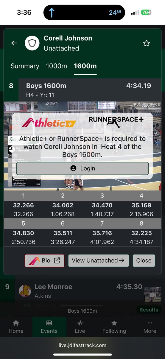 corell_johnson1's tweet photo. 1st indoor meet of the season. @JDLFastTrack . Clocked in
@ 4:34 in the 1600m (US #68)
@ 2.37 the 1000m (US#27)
.
@RVBlazersTFXC
.
#distancerunner #trackandfield #trackrecruit https://t.co/euHsNPfqEE