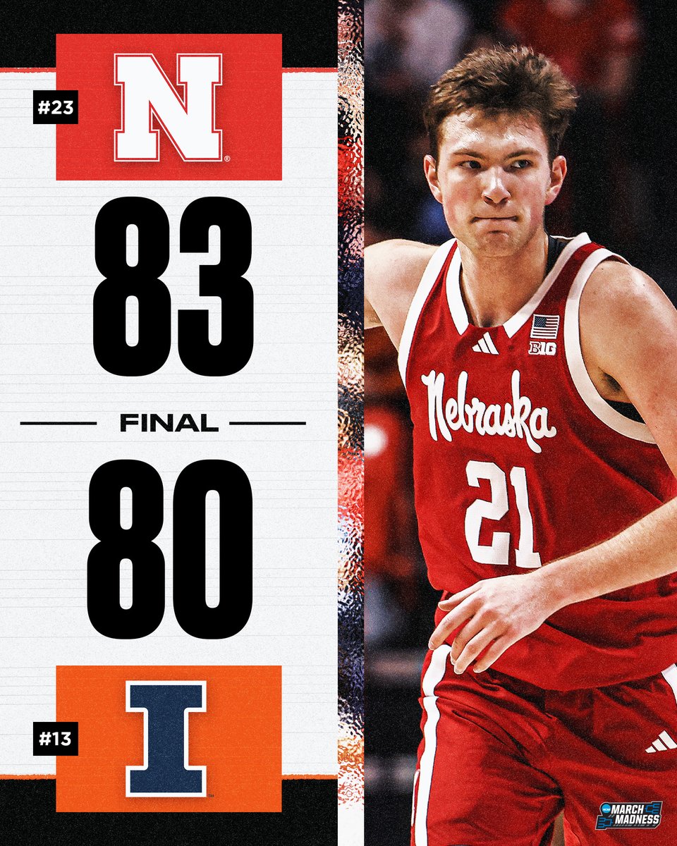 MarchMadnessMBB's tweet image. NO. 23 NEBRASKA STAYS UNBEATEN 😮‍💨

The Huskers beat No. 13 Illinois in Champaign 😳