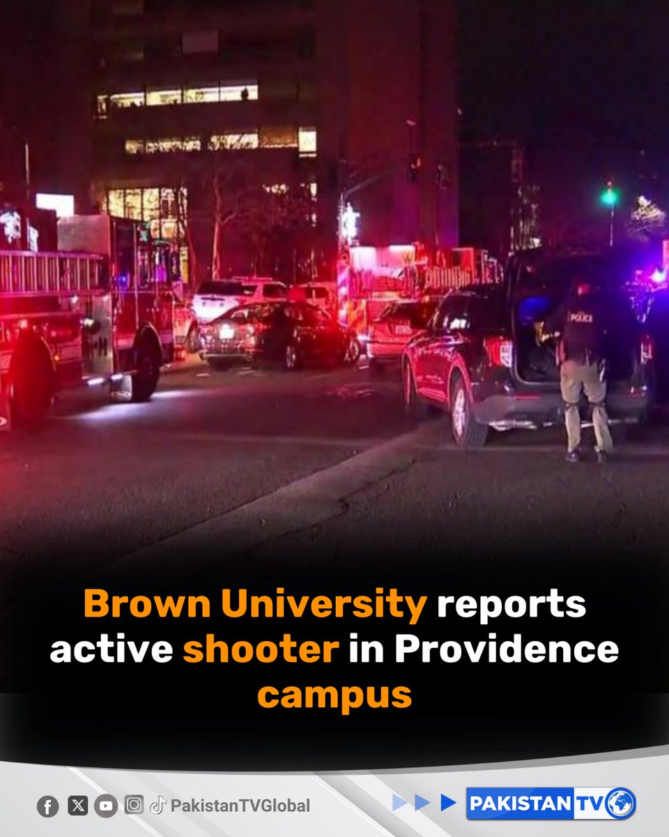 PakTVGlobal's tweet photo. Brown University says "there's an active shooter on campus" as it urges students to take shelter. Providence Police confirms "multiple" people have been shot
#brownuniversity #US #Shooting #PublicSafety #EmergencyAlert #BreakingNews #StudentsInDanger #PakistanTV #PakistanTVGlobal