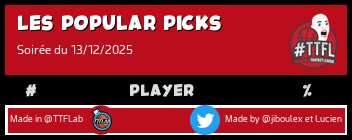 Découvrez les popular picks de la nuit ! #TTFL #popularPicks