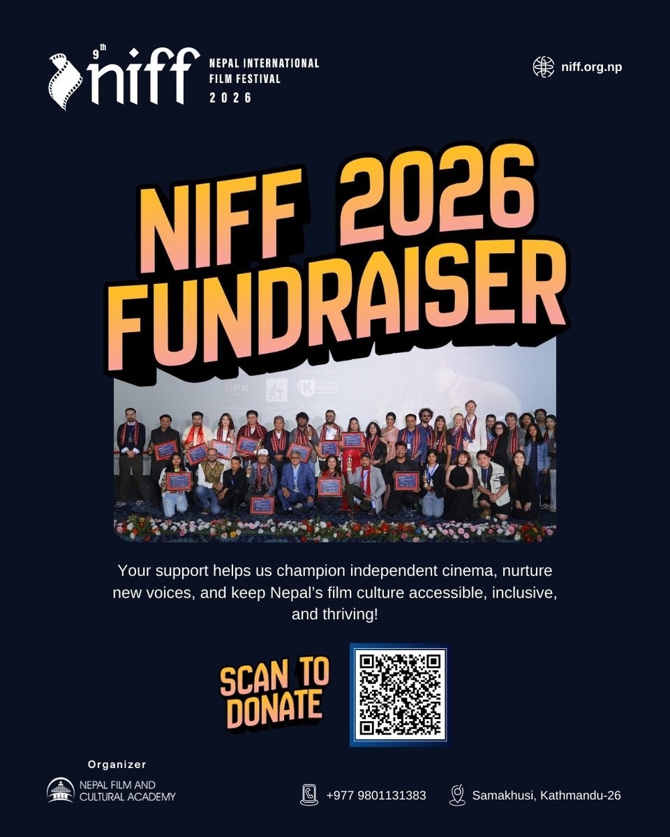 Kp_Pathak's tweet photo. Your Contribution Keeps NIFF Moving Forward
As we approach our 9th edition, NIFF remains dedicated to connecting diverse films and filmmakers from Nepal and around the world. But sustaining this work is increasingly difficult. https://t.co/HHPRVwDWXY