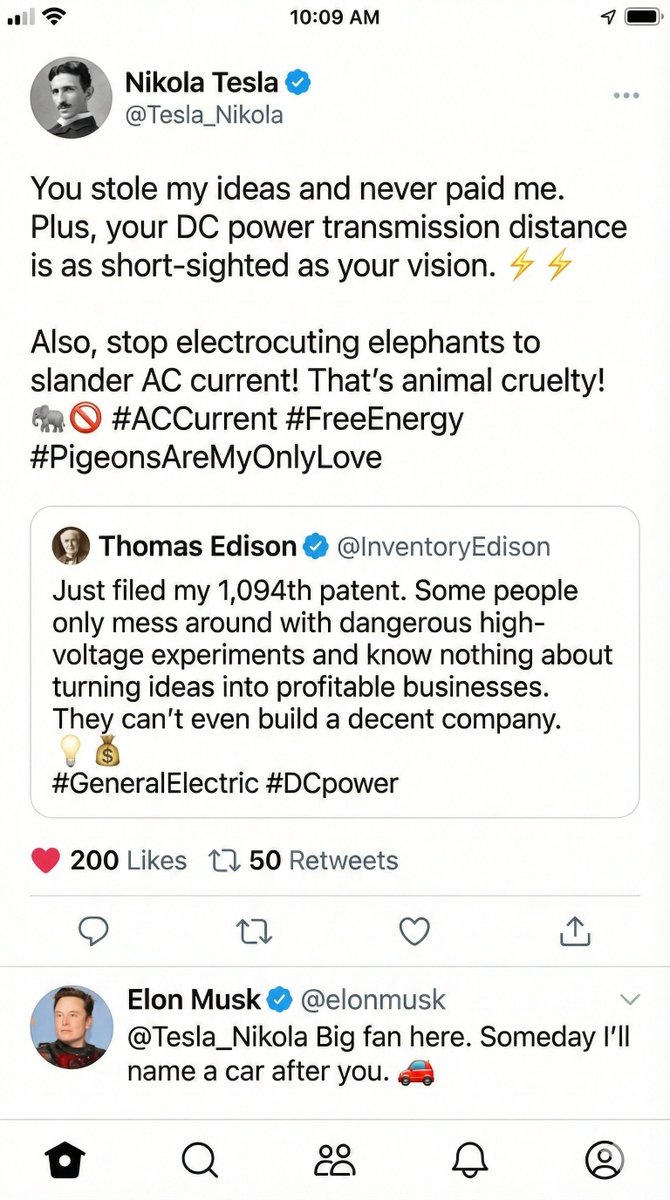 🍌 ナノバナナプロプロンプト
もし歴史上の伝説の人物がXアカウントを持っていたら?⚡️ 究極の「歴史論争」のためのリアルなモックアップテンプレート - テスラ対エジソン編!タイムラインの衝突をシミュレートするのに最適です。🕰️🔥