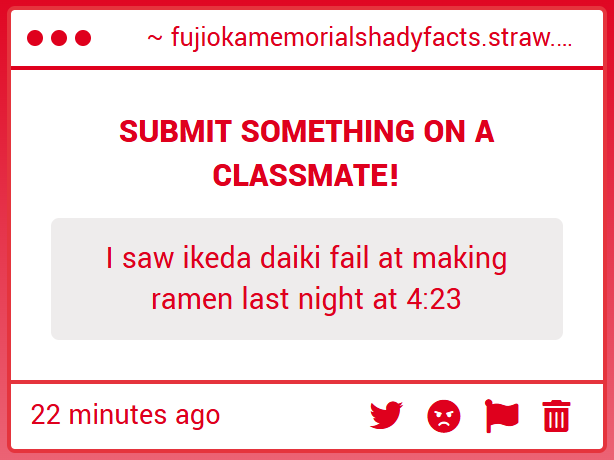 KAWAGOESAINOU's tweet photo. STUDENT BODY VERDICT OUT!
I'M STARTING TO THINK SOMEONE'S JUST BEEN HIDING IN THE KITCHEN ALL NIGHT. #WATCHYOURSELF. https://t.co/4LFoYgcdb4