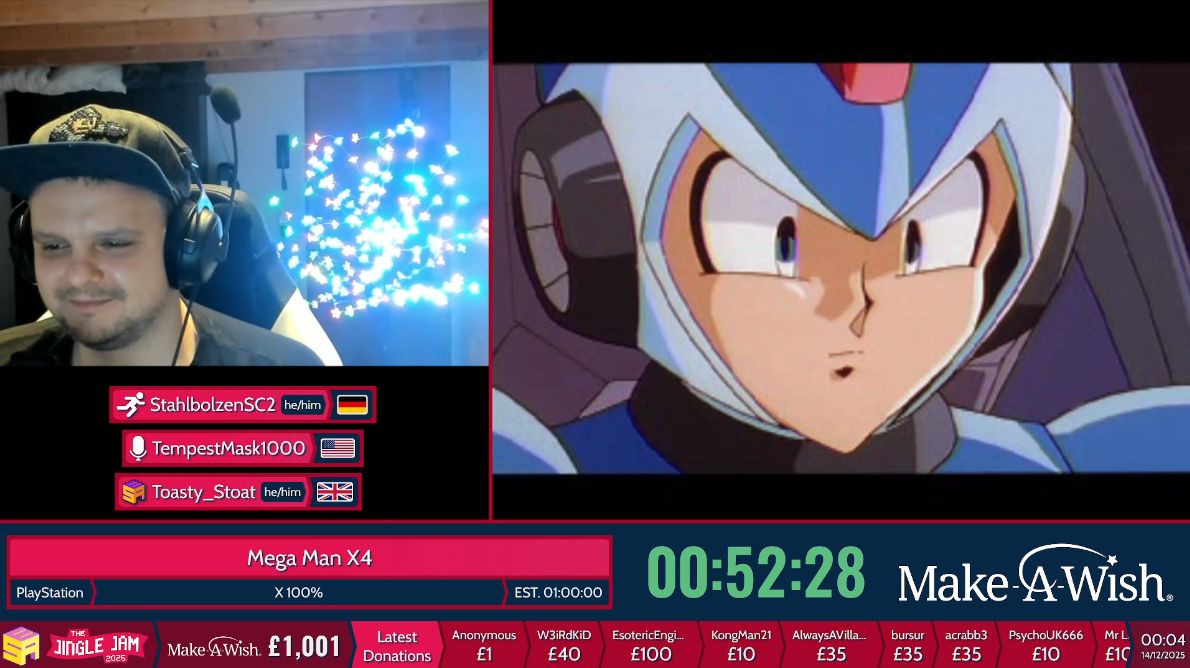 TIME! Under-estimate AND enough time to watch the cinematic with @stahlbolzensc2! - Mega Man is always a joy to watch <3

More old-school (new-old-school?) platforming fun from jair40_ up next, come be a part of the fun!

twitch.tv/esamarathon
