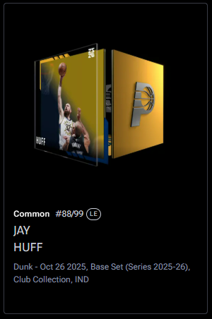 mempheattle420's tweet photo. Shout out to @YouAreSignedIn for the Jay Huff Club Collection!!! If you're not watching Sweetheart Pro Wrestling then I suggest you do!!! Getting closer and closer to completing the Club Collection with the Base. LFG!!! @NBATopShot #SetCompletion https://t.co/L9ku7UKwJV