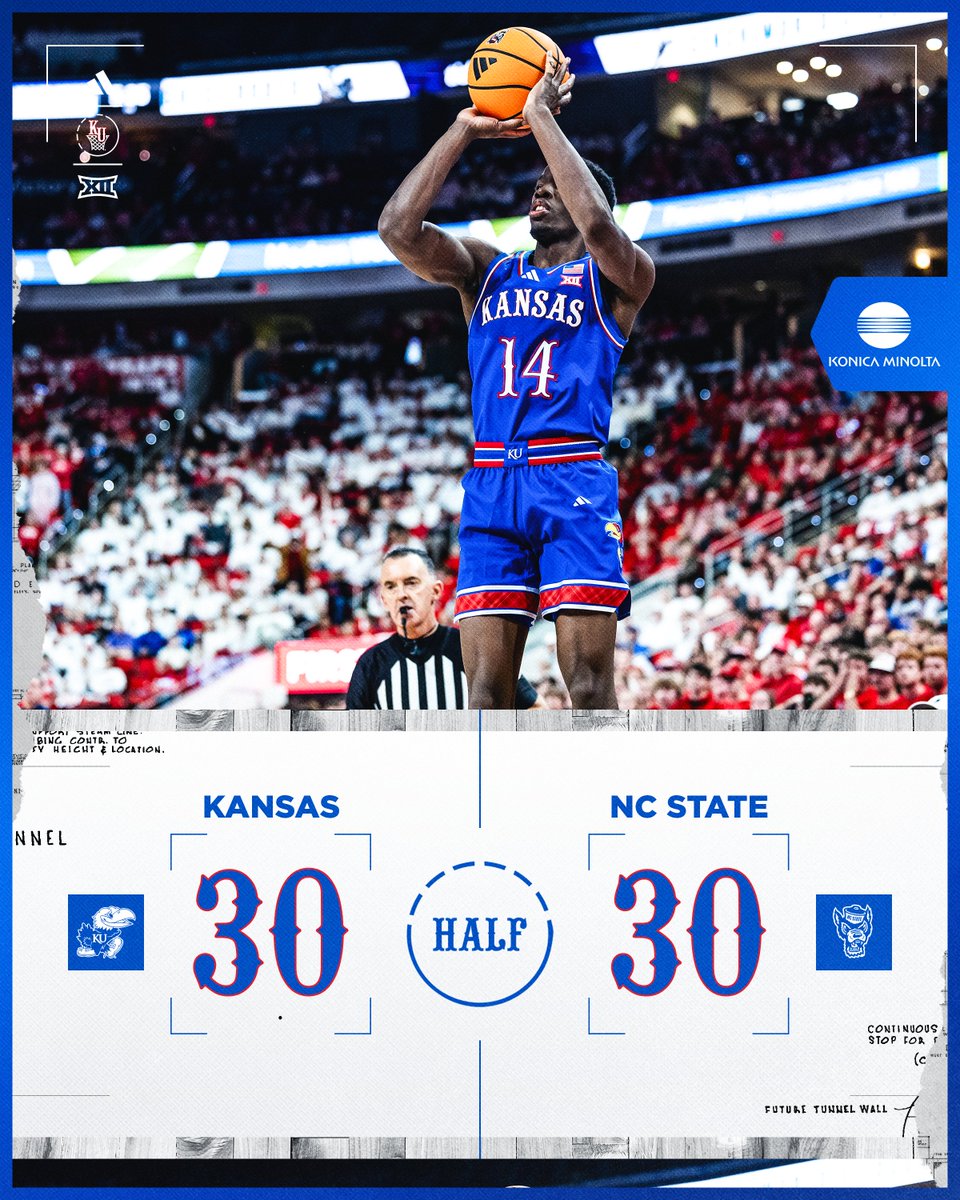 Tied at the half.

#RockChalk x <a href="/KonicaMinoltaUS/">Konica Minolta US</a>