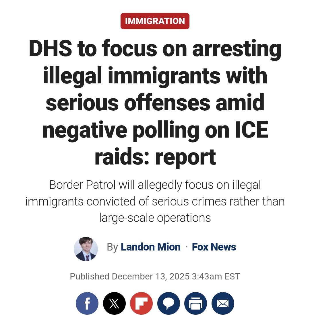 EmmaRincon's tweet photo. 🚨 ÚLTIMA HORA 

Según Fox News, DHS cambiará el enfoque de ICE en las deportaciones, para centrarse en ilegales con antecedentes penales, en lugar de operaciones más amplias, debido a su baja popularidad. https://t.co/2jX4EpZaWt